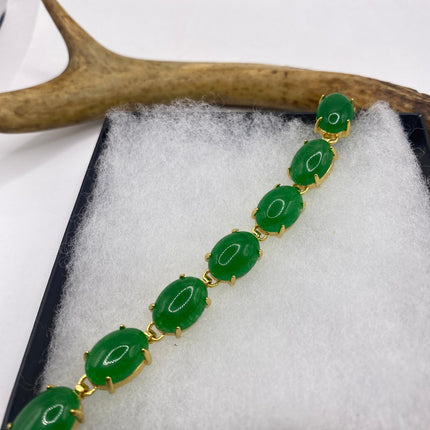 Vintage Green Aventurine Jade Lucky Bracelet - Golden Bronze