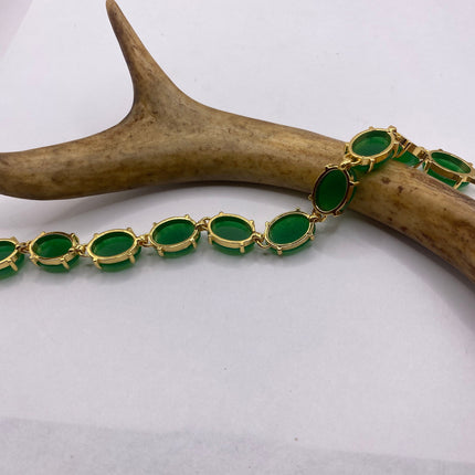 Vintage Green Aventurine Jade Lucky Bracelet - Golden Bronze