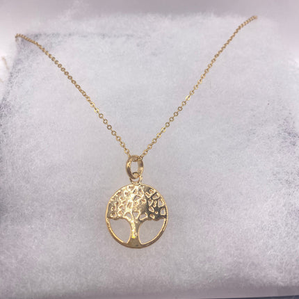Vintage Gold Pendant Necklace | 9K GF Tiny Tree of Life Love Lucky Memory Charm Delicate Gold Chain | Everyday Stacking Wedding Prom Jewelry