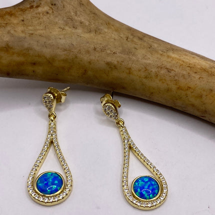 Vintage Earrings | Tiny White Fire Opal Gemstone Dainty Dangle Earrings - 925 Sterling Silver | Everyday or Special Occasion