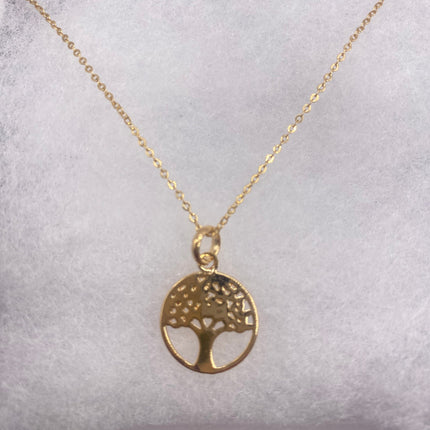 Vintage Gold Pendant Necklace | 9K GF Tiny Tree of Life Love Lucky Memory Charm Delicate Gold Chain | Everyday Stacking Wedding Prom Jewelry