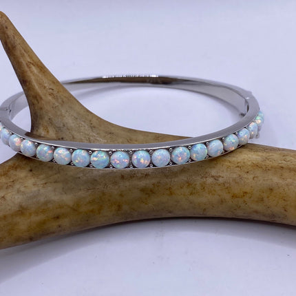 Vintage Minimal Tennis Bracelet | Blue Fire Opal Gemstone Cubic Zirconia Crystal Diamond 925 Sterling Silver