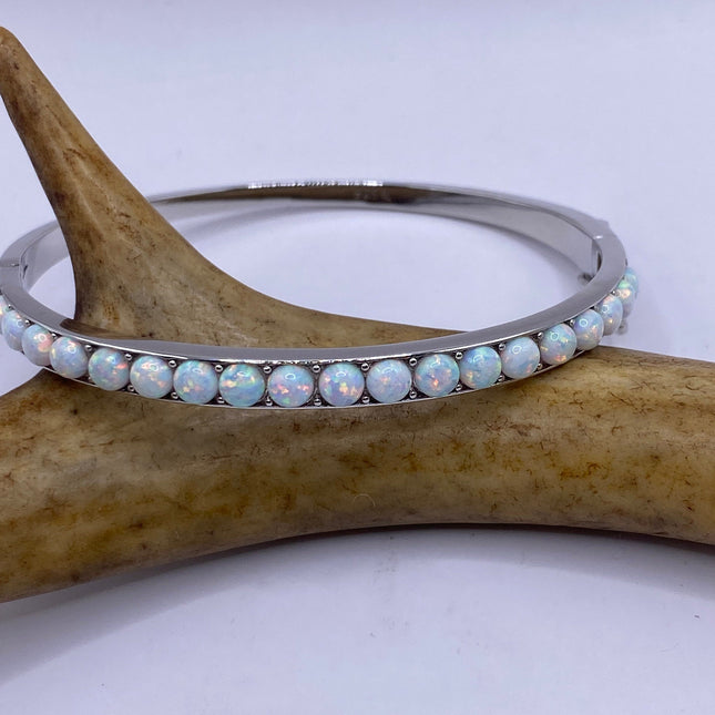 Vintage Minimal Tennis Bracelet | Blue Fire Opal Gemstone Cubic Zirconia Crystal Diamond 925 Sterling Silver