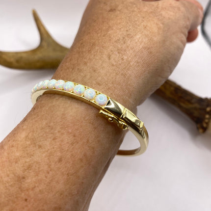 Vintage Minimal Tennis Bracelet | Blue Fire Opal Gemstone Cubic Zirconia Crystal Diamond Gold 925 Sterling Silver