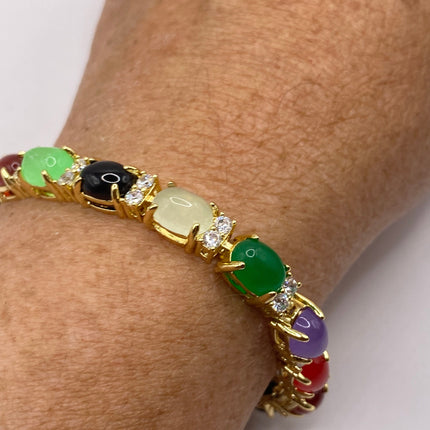 Vintage Mixed Gemstone Lucky Bracelet Golden Bronze