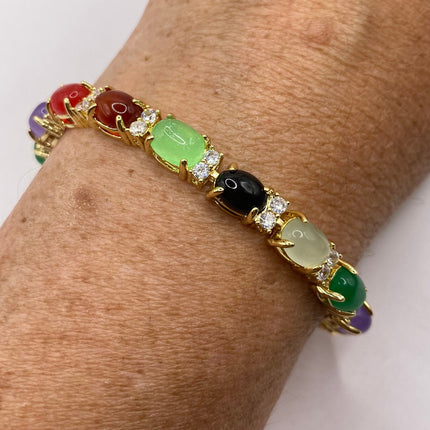 Vintage Mixed Gemstone Lucky Bracelet Golden Bronze