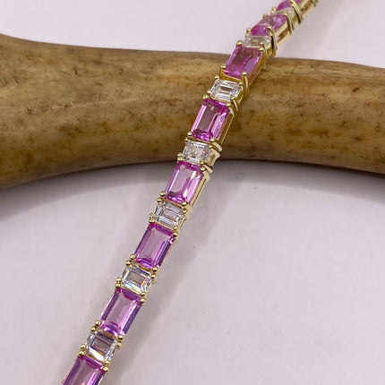 Vintage Silver Tennis Bracelet | Baguette Cut Cubic Zirconia Crystal Diamond | 925 Sterling Silver Stackable Everyday Prom Jewelry