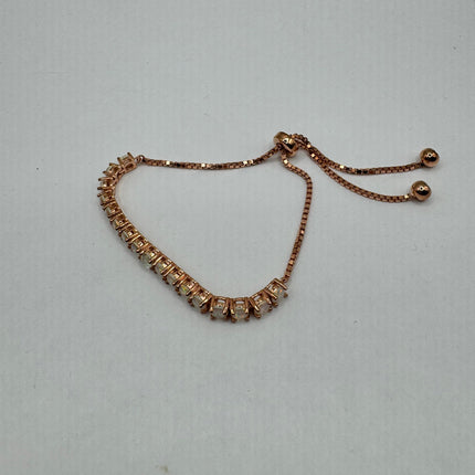 Vintage Gold Tennis Bracelet | Blue Fire Opal Gemstone Prong Setting in Rose Golden 925 Sterling Silver