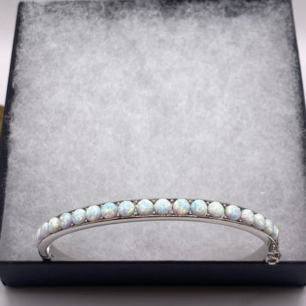 Vintage Minimal Tennis Bracelet | Blue Fire Opal Gemstone Cubic Zirconia Crystal Diamond 925 Sterling Silver