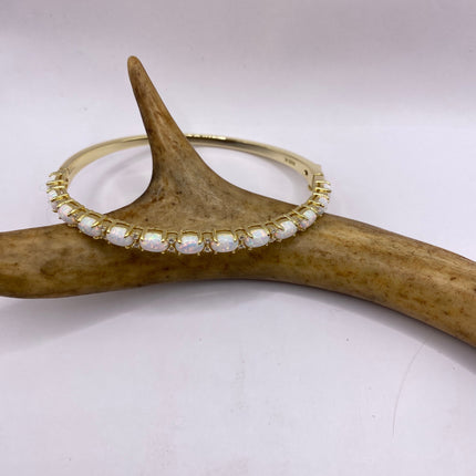 Vintage Minimal Tennis Bracelet | Blue Fire Opal Gemstone Cubic Zirconia Crystal Diamond Gold 925 Sterling Silver