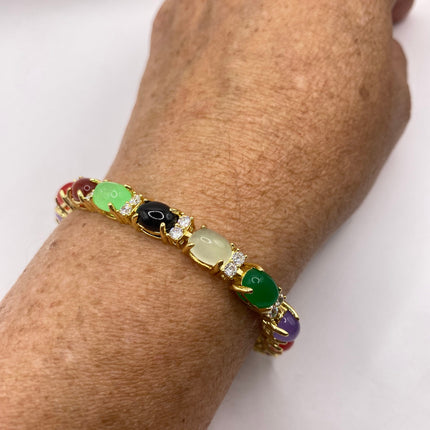Vintage Mixed Gemstone Lucky Bracelet Golden Bronze