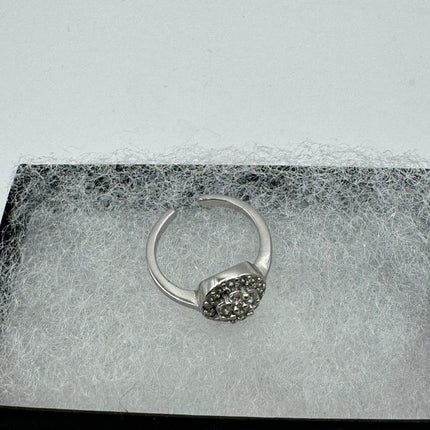 Vintage Silver Ring | Cubic Zirconia Clear Crystal Diamond Boho Cocktail | 925 SPave Set Wedding Band Engagement Ring adjustable pinky