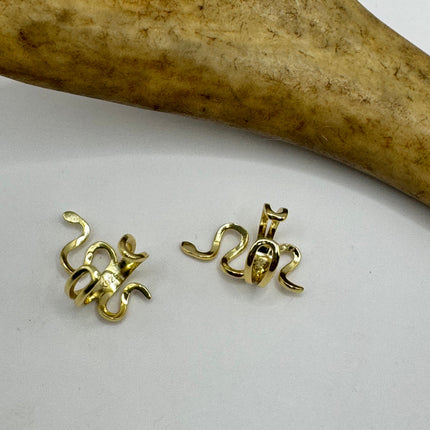 Vintage Gold Ear Cuffs | Tiny Deco Snake serpent | Golden 925 Sterling Silver Stud Earrings | Minimalist Everyday Jewelry