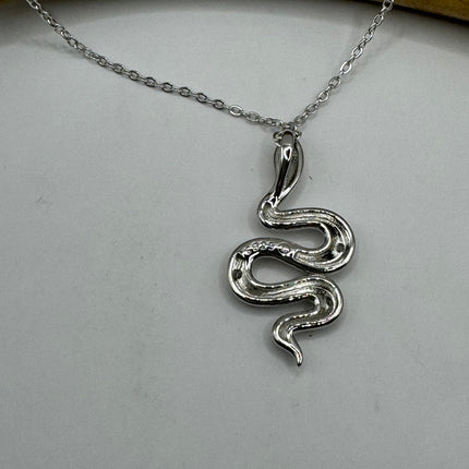 Tiny Silver Snake Pendant Necklace | 925 Sterling Silver Dainty Chain Serpent Charm Necklace