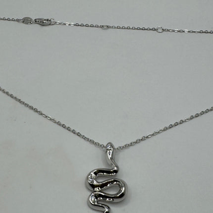 Tiny Silver Snake Pendant Necklace | 925 Sterling Silver Dainty Chain Serpent Charm Necklace