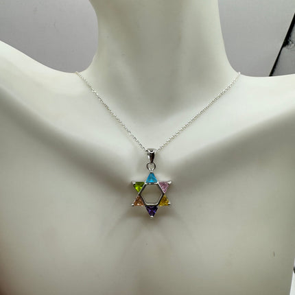 Vintage Silver Star of David Pendant Necklace | 925 Sterling Silver Jewish Star Statement Charm Necklace