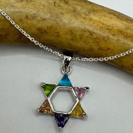 Vintage Silver Star of David Pendant Necklace | 925 Sterling Silver Jewish Star Statement Charm Necklace