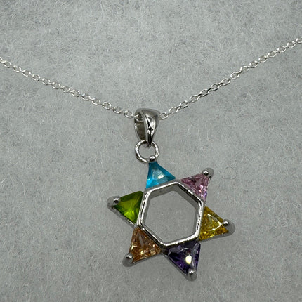 Vintage Silver Star of David Pendant Necklace | 925 Sterling Silver Jewish Star Statement Charm Necklace