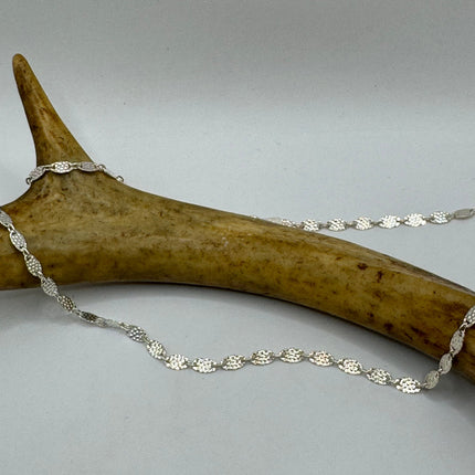 Vintage Silver Necklace |16 Inch Sterling Silver Hammered Link Chain Necklace for Him for Her or for Anyone