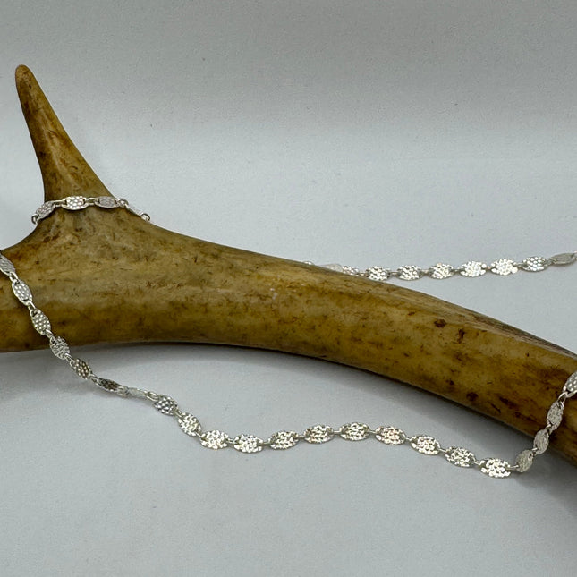 Vintage Silver Necklace |16 Inch Sterling Silver Hammered Link Chain Necklace for Him for Her or for Anyone