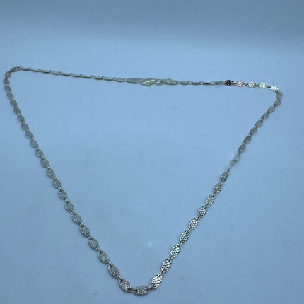 Vintage Silver Necklace |16 Inch Sterling Silver Hammered Link Chain Necklace for Him for Her or for Anyone