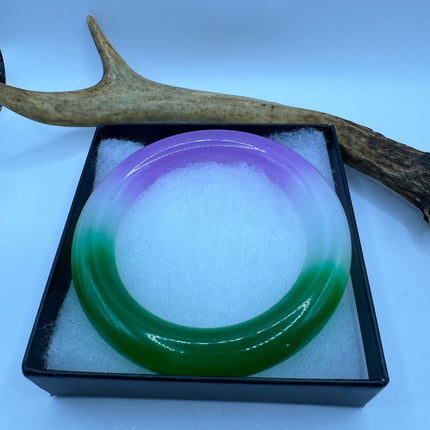 Vintage Green Jade Purple Bangle Bracelet | Aventurine Crystal Lucky Green Jade Bracelet | Bracelet