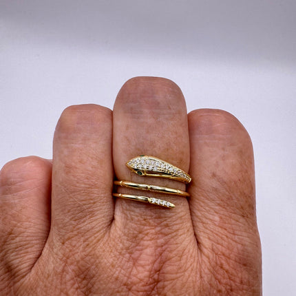 Vintage Tiny Gold Snake Ring | 925 Sterling Silver | Wedding Ring Thumb Band | Unique Serpent Ring | Free US Shipping!