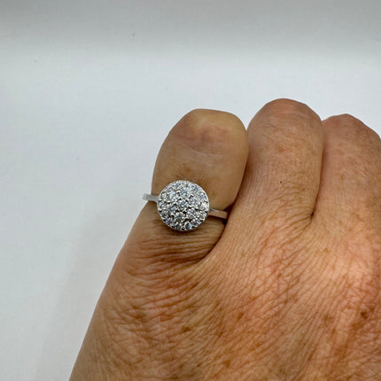 Vintage Silver Ring | Cubic Zirconia Clear Crystal Diamond Boho Cocktail | 925 SPave Set Wedding Band Engagement Ring adjustable pinky