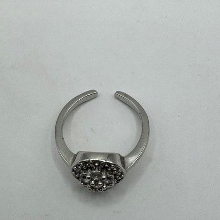 Vintage Silver Ring | Cubic Zirconia Clear Crystal Diamond Boho Cocktail | 925 SPave Set Wedding Band Engagement Ring adjustable pinky