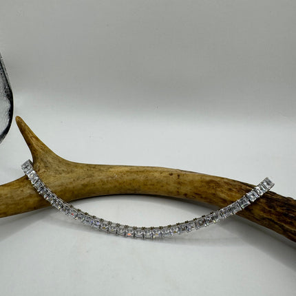 Vintage Silver Tennis Bracelet | Crystal Diamond Cubic Zirconia | 925 Sterling Silver