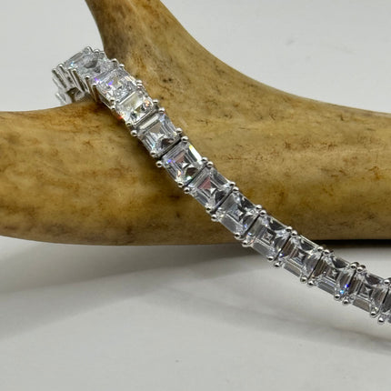 Vintage Silver Tennis Bracelet | Crystal Diamond Cubic Zirconia | 925 Sterling Silver