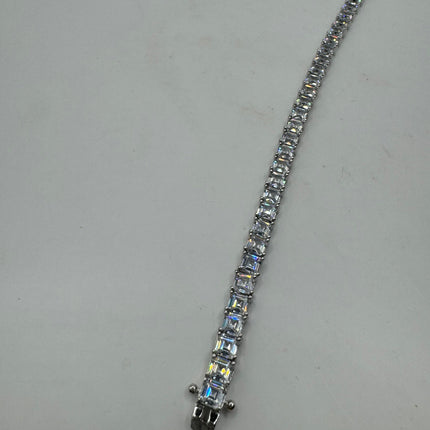 Vintage Silver Tennis Bracelet | Crystal Diamond Cubic Zirconia | 925 Sterling Silver