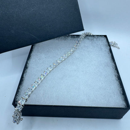 Vintage Silver Tennis Bracelet | Crystal Diamond Cubic Zirconia | 925 Sterling Silver