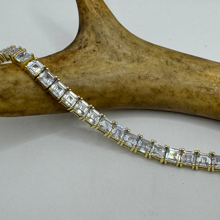 Vintage Silver Tennis Bracelet | Crystal Diamond Cubic Zirconia | 925 Sterling Silver