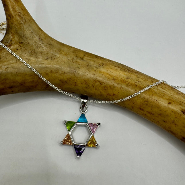 Vintage Silver Star of David Pendant Necklace | 925 Sterling Silver Jewish Star Statement Charm Necklace