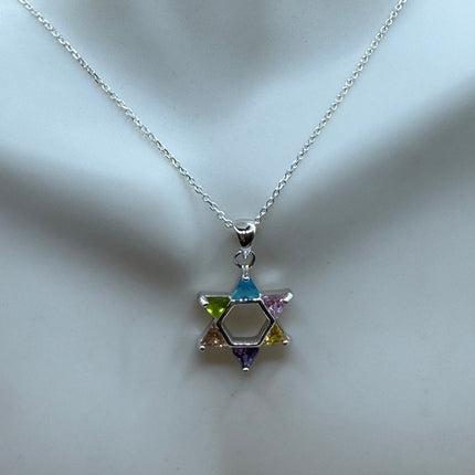 Vintage Silver Star of David Pendant Necklace | 925 Sterling Silver Jewish Star Statement Charm Necklace