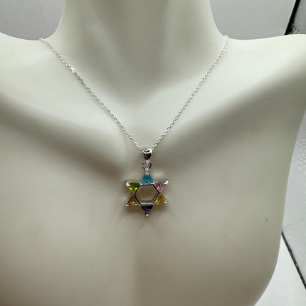 Vintage Silver Star of David Pendant Necklace | 925 Sterling Silver Jewish Star Statement Charm Necklace