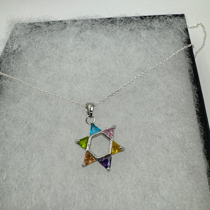 Vintage Silver Star of David Pendant Necklace | 925 Sterling Silver Jewish Star Statement Charm Necklace