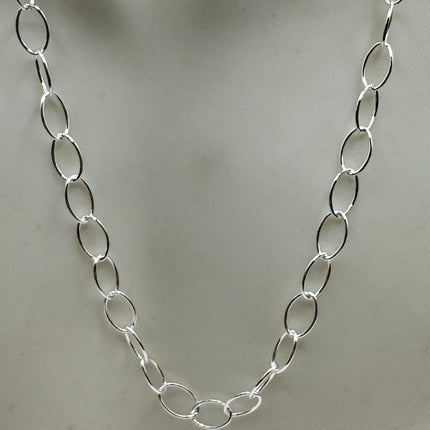 Vintage Silver Necklace Sterling Silver Hammered Link Chain Necklace for Him for Her or for Anyone