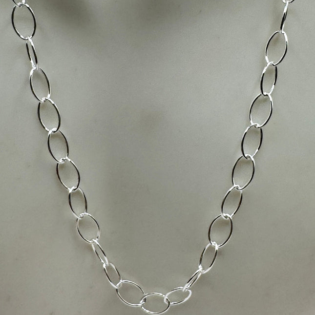 Vintage Silver Necklace Sterling Silver Hammered Link Chain Necklace for Him for Her or for Anyone