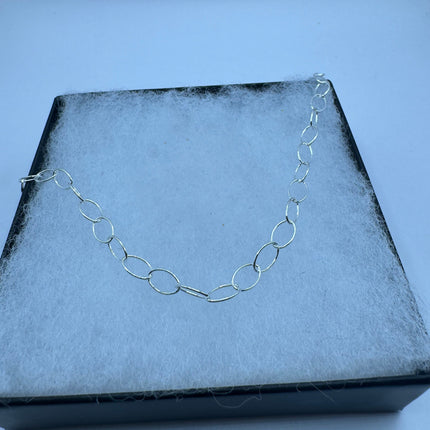 Vintage Silver Necklace Sterling Silver Hammered Link Chain Necklace for Him for Her or for Anyone