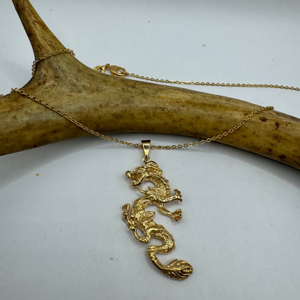 Vintage Gold Filled Dragon Necklace Link Chain Necklace for Him for Her or for Anyone
