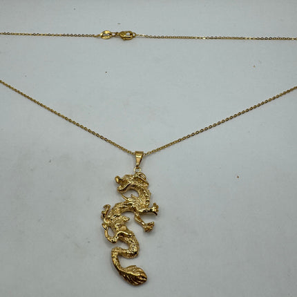 Vintage Gold Filled Dragon Necklace Link Chain Necklace for Him for Her or for Anyone