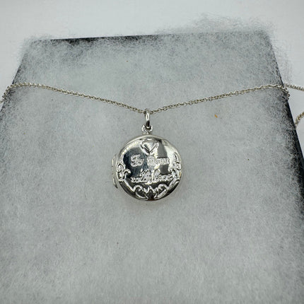 Vintage Silver Locket | Tiny Silver Heart Photo Memory Charm Pendant | 925 Sterling Silver Delicate Chain | Small Photo Mini Memory Necklace