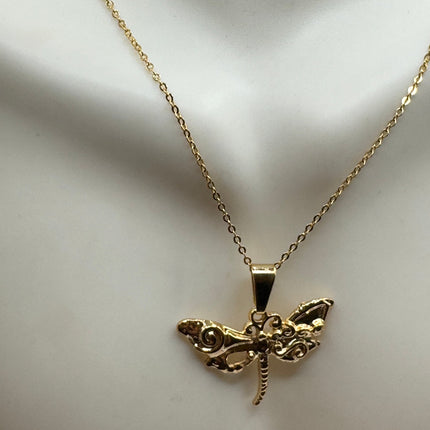 Vintage Gold Filled Dragonfly Necklace Link Chain Necklace for Him for Her or for Anyone