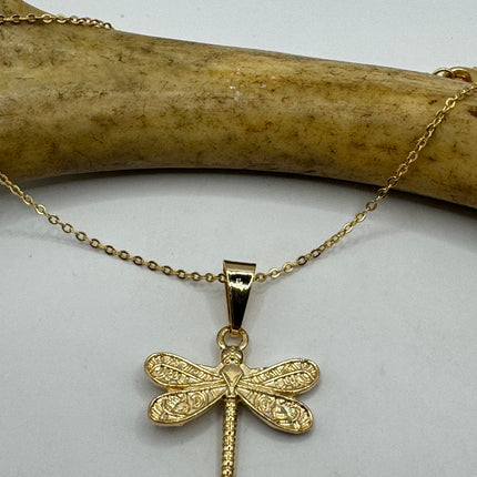 Vintage Gold Filled Dragonfly Necklace Link Chain Necklace for Him for Her or for Anyone