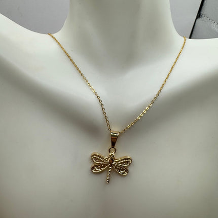 Vintage Gold Filled Dragonfly Necklace Link Chain Necklace for Him for Her or for Anyone