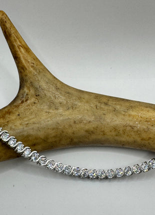 Vintage Silver Tennis Bracelet | Crystal Diamond Cubic Zirconia | 925 Sterling Silver