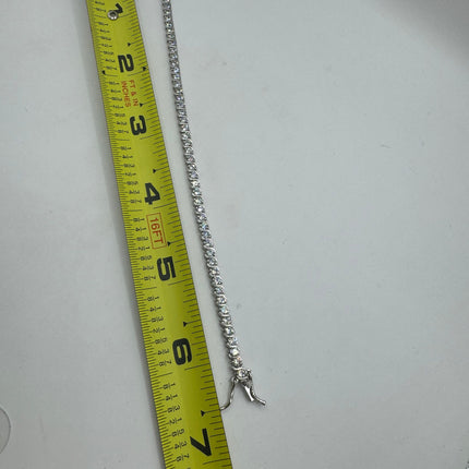 Vintage Silver Tennis Bracelet | Crystal Diamond Cubic Zirconia | 925 Sterling Silver