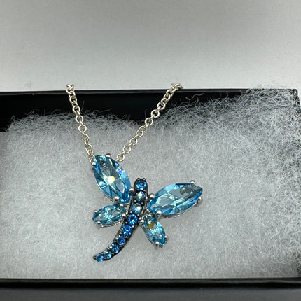 Vintage tiny blue fire oon a 925 sterling silver chain minimalist necklace